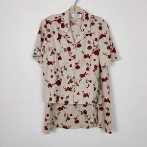 Vintage Jessica Women's Floral Skirt Set Size 12 Bohemian Cottagecore Linen